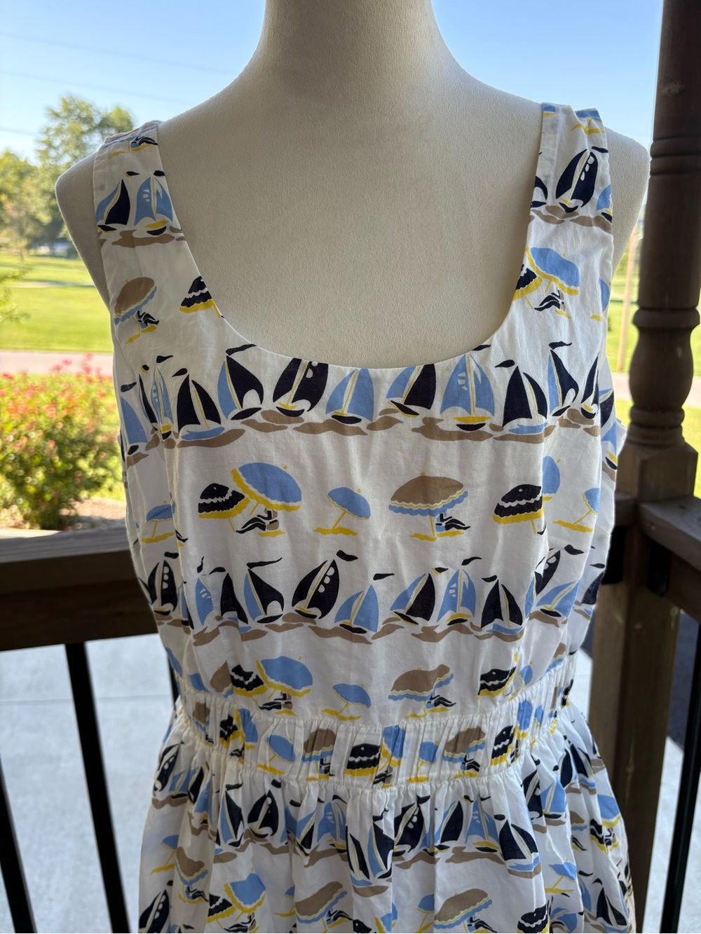 Boden Hattie Sailboat Umbrella Beach Print Sundress 100% Cotton Size 12L